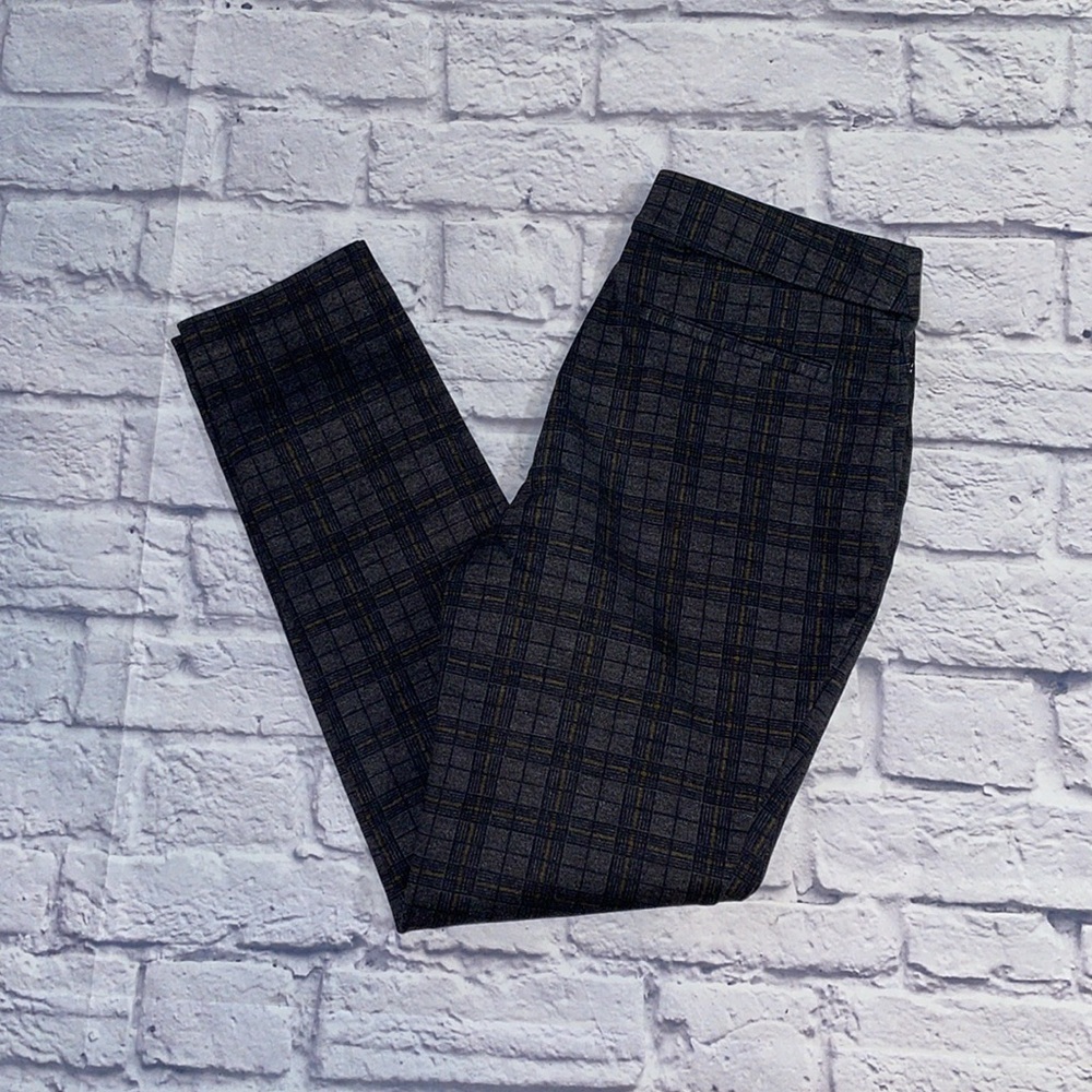 Calvin Klein Stretch Dress Pants Grey Plaid Elastic Waist - Size 4 - Picture 3 of 6